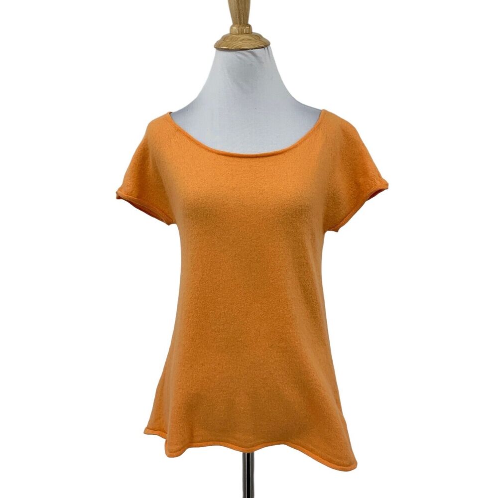 InCashmere Shirt Womens S Small Amber Cashmere Short Sleeve Boat Neck *READ